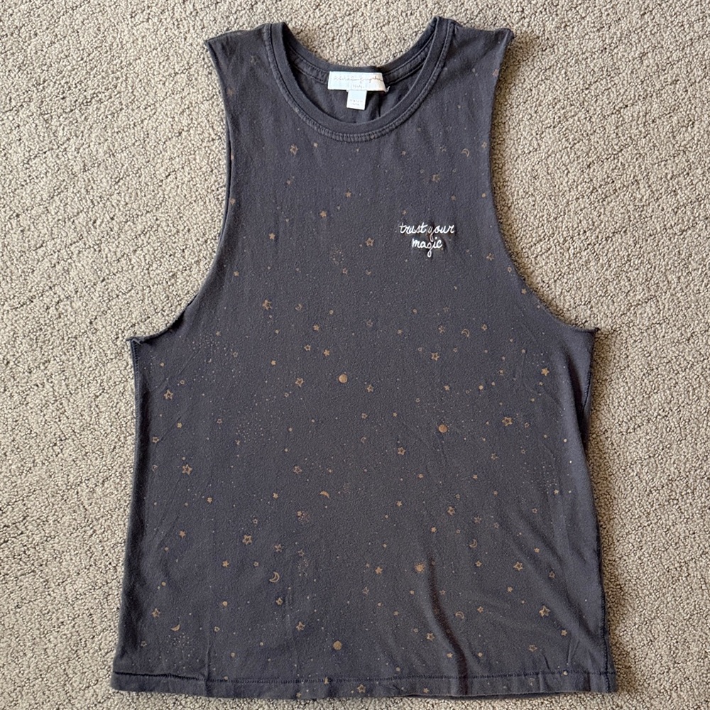 Spiritual Gangster Black Tank Top with Gold Accents - Picture 2 of 6